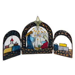 JC Penney Home Collection Stained Glass Christmas Decor Nativity Screen